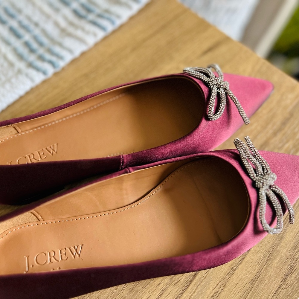 J Crew Pointy Toe Bow Flats
